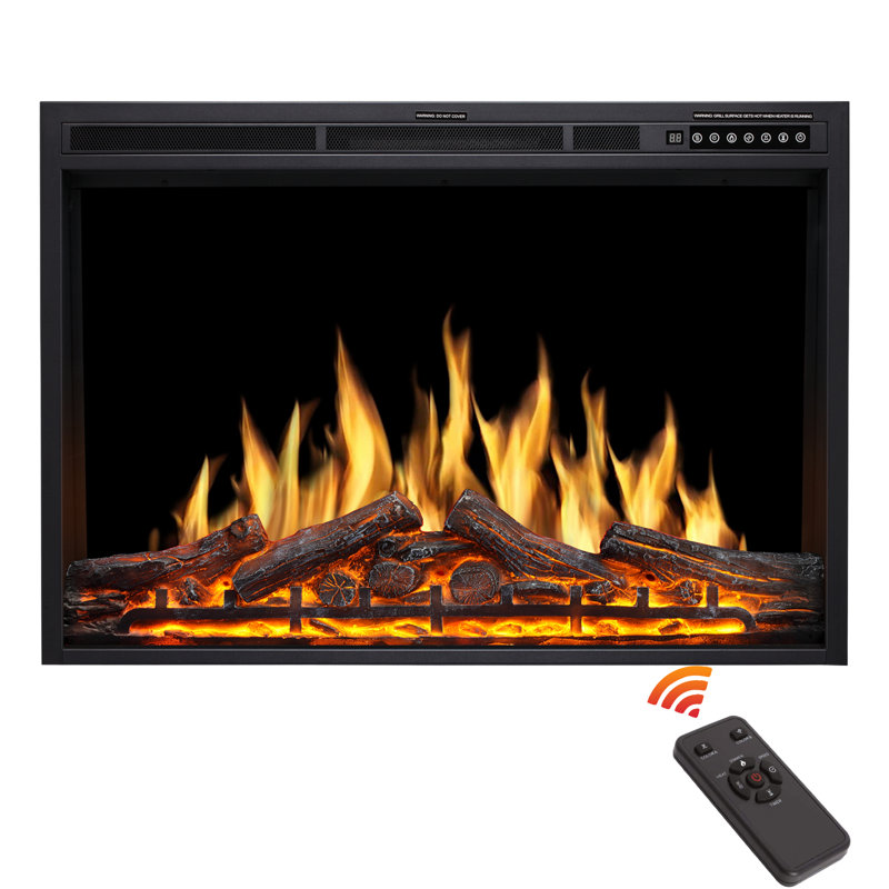 Buerkle Symple Stuff Black Fireplace Insert, 26.02" H x 34" W x 6.5" D