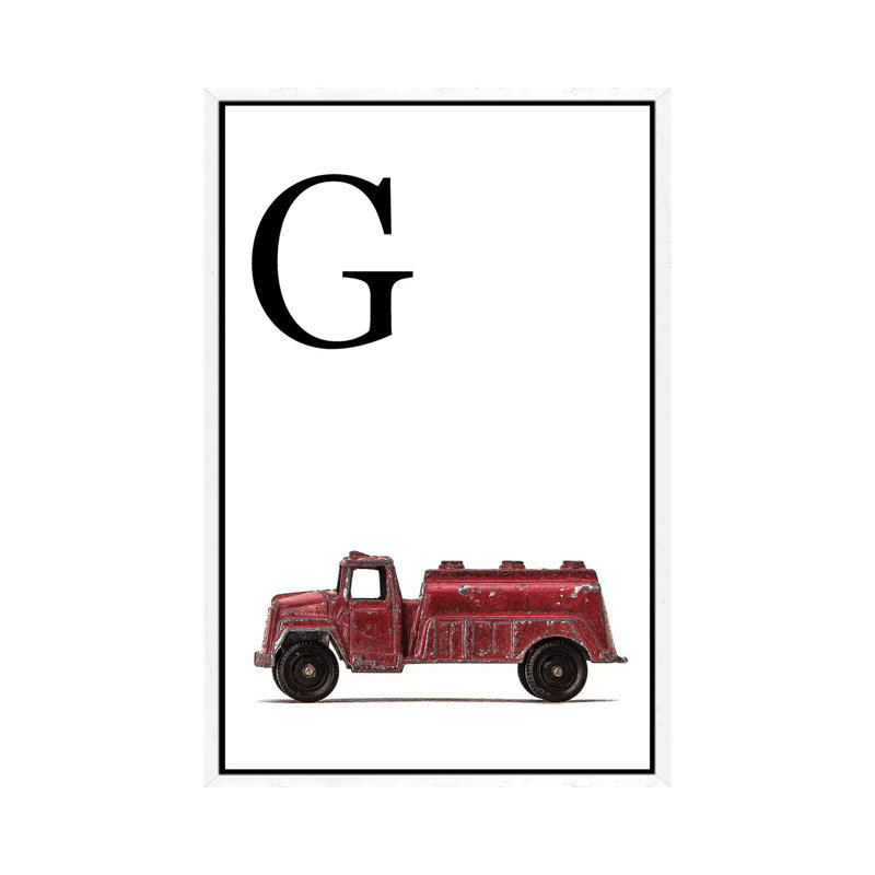 G Water Truck White Letter - Print on Canvas, 101.6 cm H x 66.04 cm W, White Framed