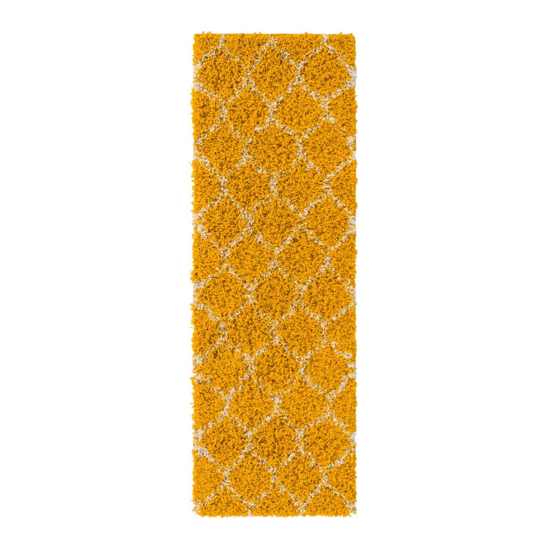Tapis à poils longs Ruby Trellis - jaune, Tapis de couloir 2 pi x 6 pi