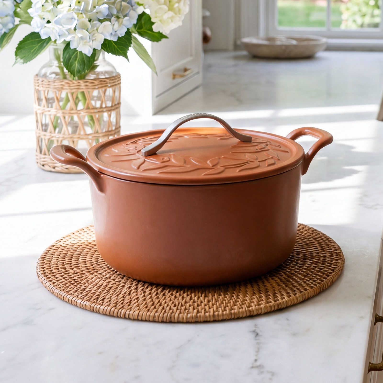 Enameled Cast Iron Dutch Oven, Orange