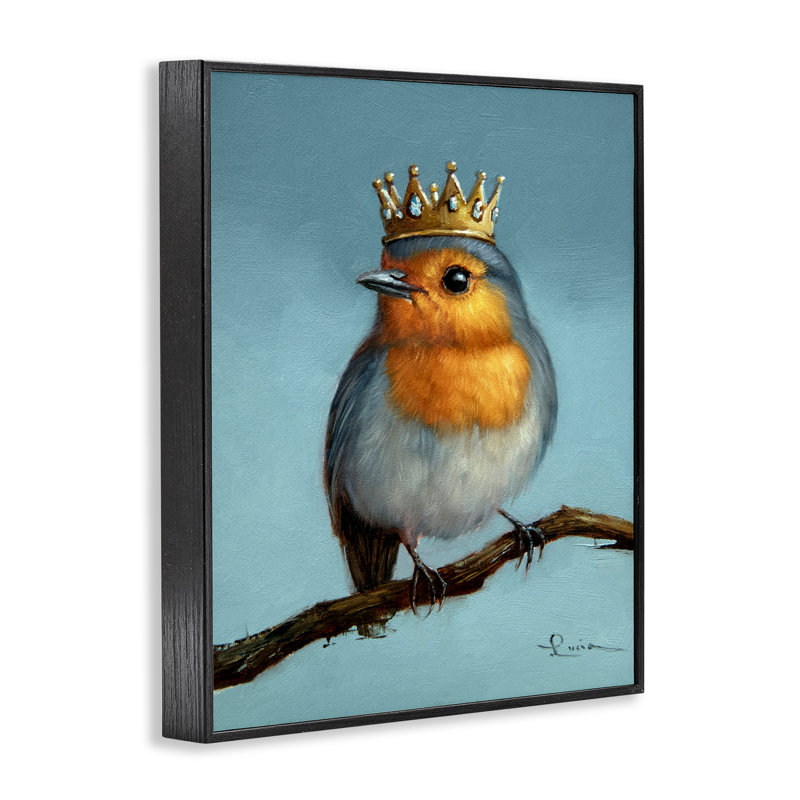 Giclée royale perchée encadrée, conception par Lucia Heffernan, H 14 po x l 11 po, Giclée encadrée noir minuit