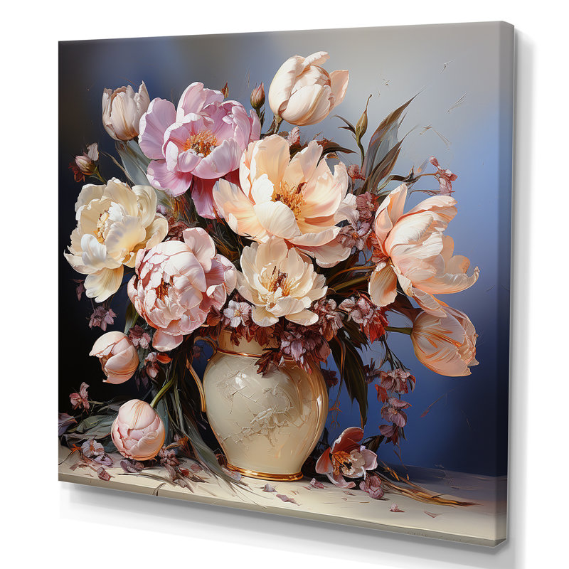 Bouquet de tulipes, nature morte, Toile tendue, H 16 po x l 16 po x P 1 po