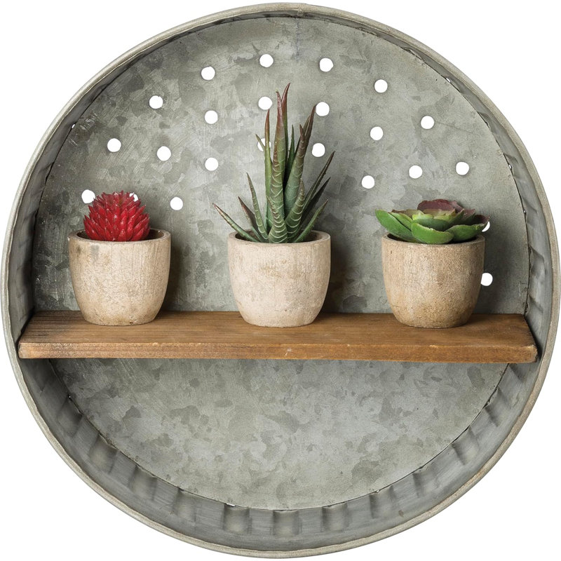 Distressed Wall Shelf, Metal And Wood
