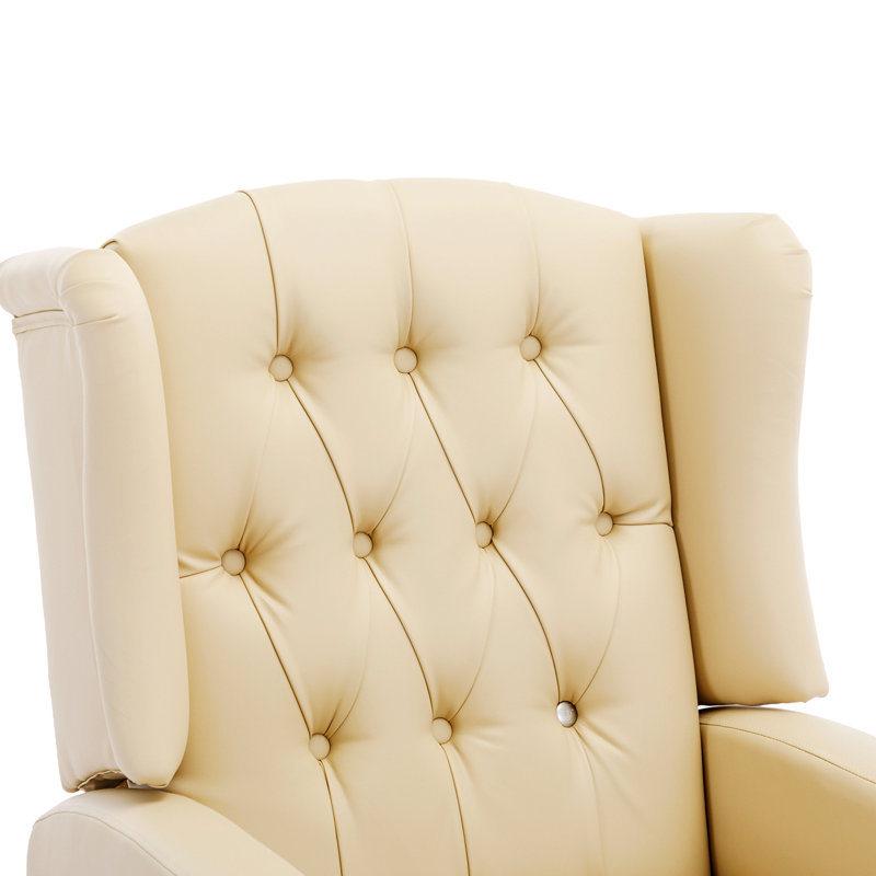 Fauteuil à oreilles / fauteuil inclinable de 26,77 po de large Verl, Similicuir brun clair