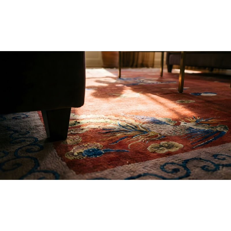 Antique Art Deco Chinese Allover Medallion Knotted Rug