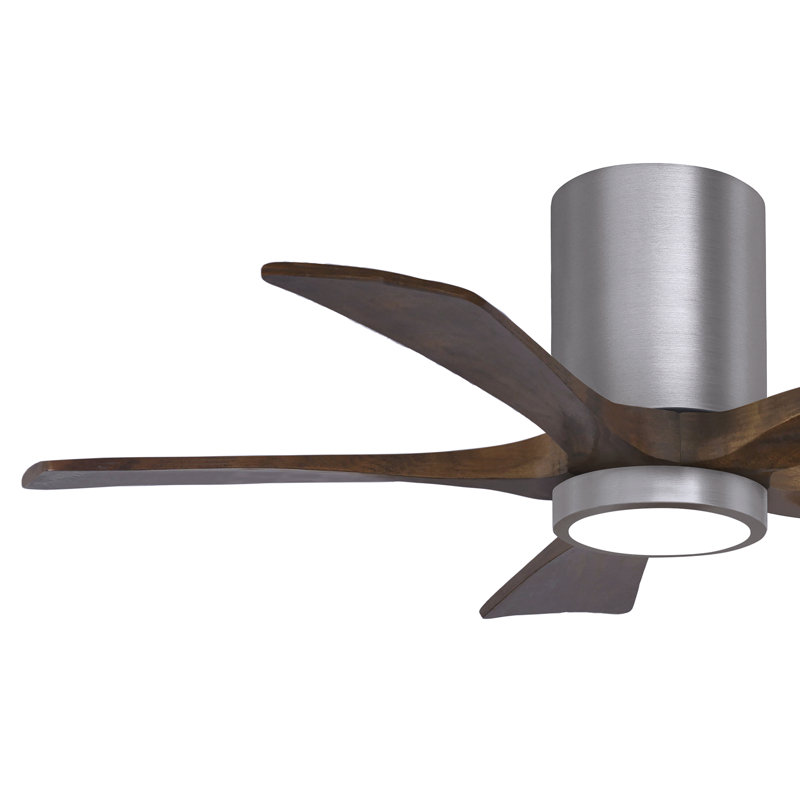 Irene Flushmount Light Kit 5 Blade LED Ceiling Fan, Brushed Pewter, Walnut Tone, 42"