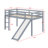 Low Loft Bed With Slide, Ladder, Safety Guardrails-1485415435