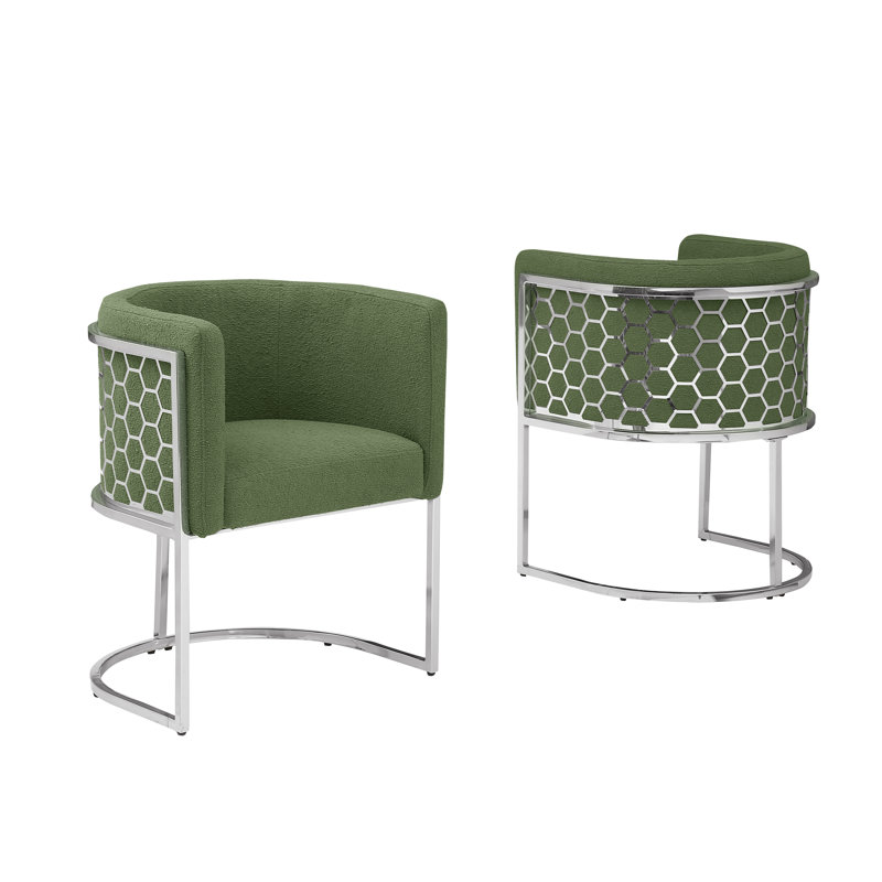 Chaises d'appoint Teddy Boucle, Vert, Chrome