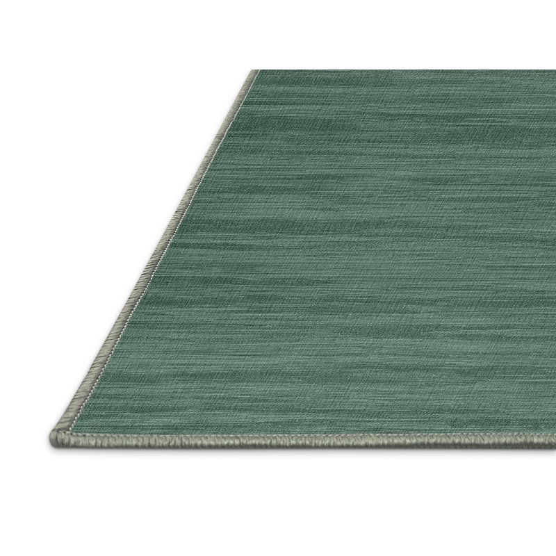Machine Washable Solid Green Area Rug, Rectangle 2' x 3'