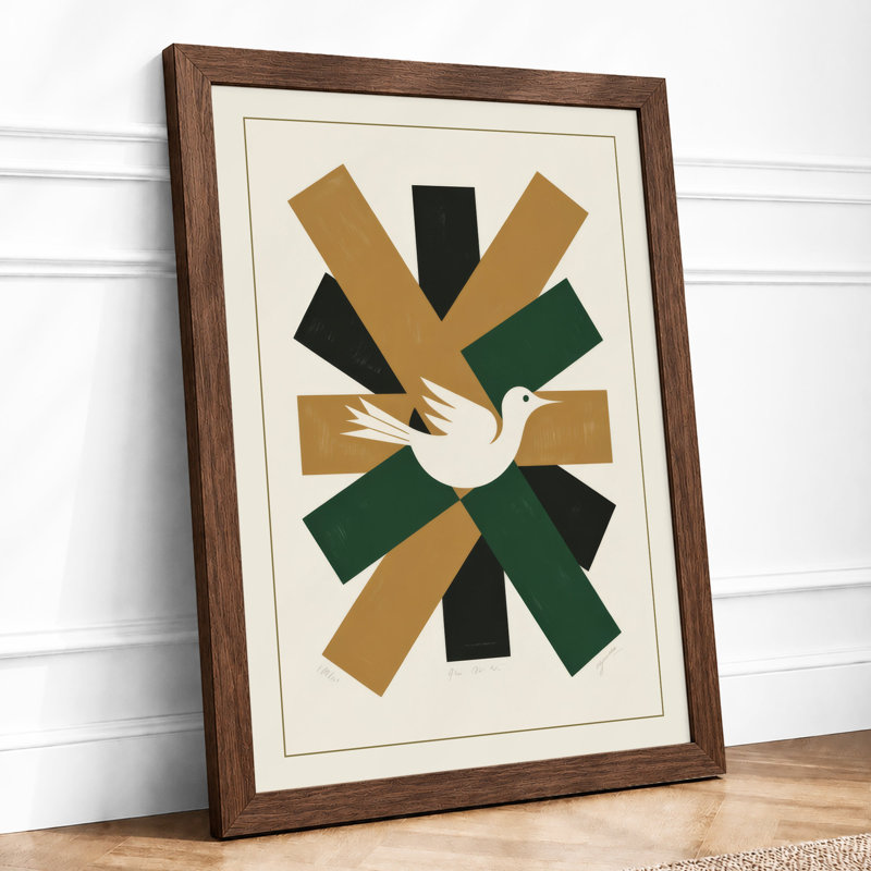 Dove In Geometry Minimalist - Print, Walnut, A4 - 29.7 x 21.0 cm