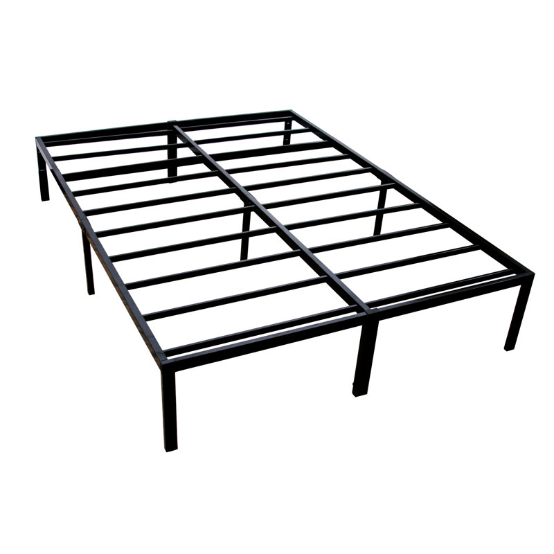 Lit plateforme moderne très robuste en acier noir avec structure et bords nets, poids du produit de 49 lb, Très grand lit