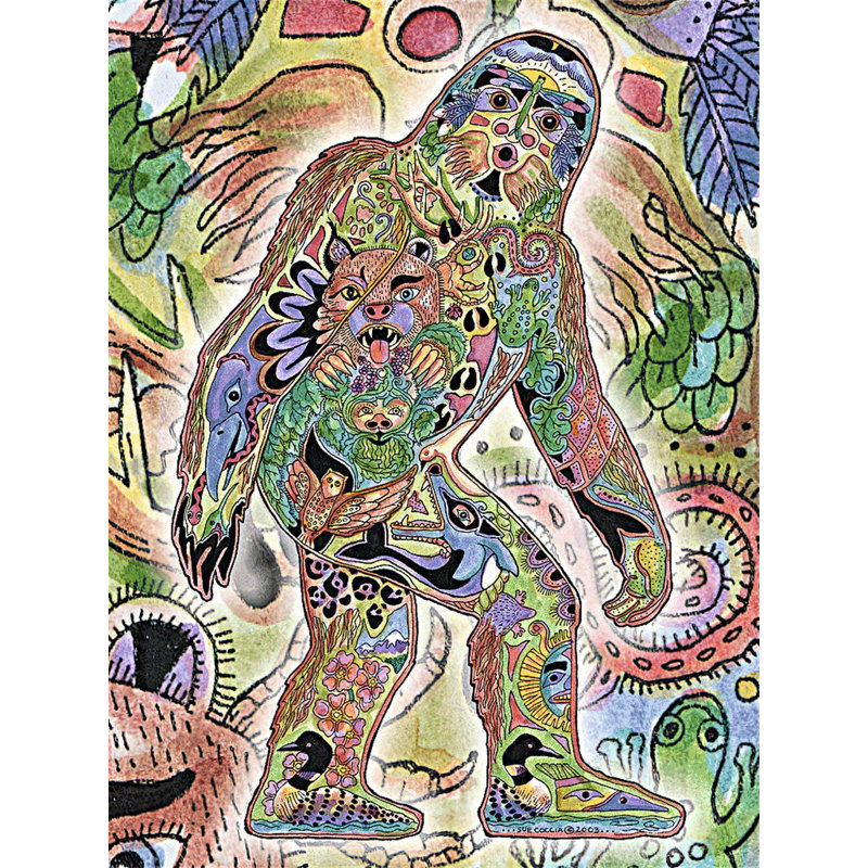 Couverture Pure Country Weavers Sasquatch - Animal Spirits Totem par Sue Coccia - jeté en coton tissé - fabriqué aux États-Unis (72 x 54)