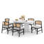 Ensemble de table ovale Modern Farmhouse et chaises en rotin 4/6, plateau en marbre blanc / chêne / noyer et structure en noyer, ensemble de table pour la salle à manger et la cuisine-1593088294-1593088281-1593088292