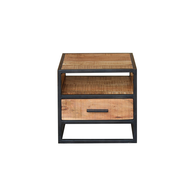 Cumby 45cm W Steel Bedside Table, Natural