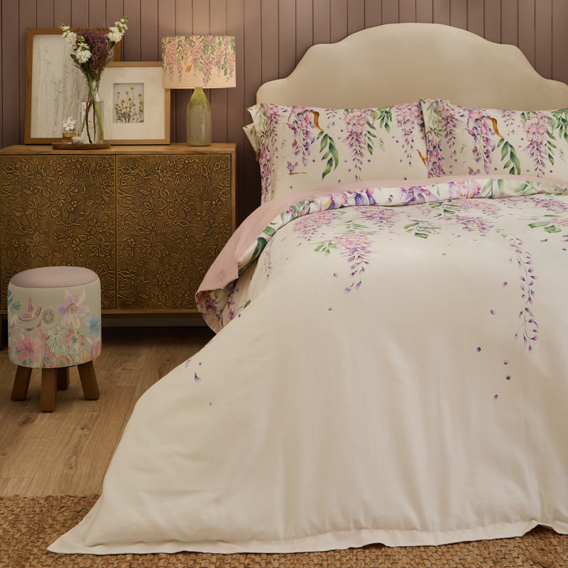 Mariposa Cotton Floral Duvet Cover Set with Pillowcases Included, Super King Duvet Cover + 2 Standard Pillowcases