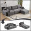 Canapé d'angle modulaire Cloud en velours côtelé gris moderne, en forme de L, avec assise extra profonde et rembourrage surdimensionné en mousse à mémoire de forme compressée, canapé doux et adapté aux animaux domestiques avec pouf pour grand salon ou appartement au sous-sol.-2068908020-2068908015