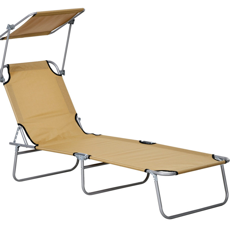 Méridienne d'extérieur, chaise longue pliante réglable, brun