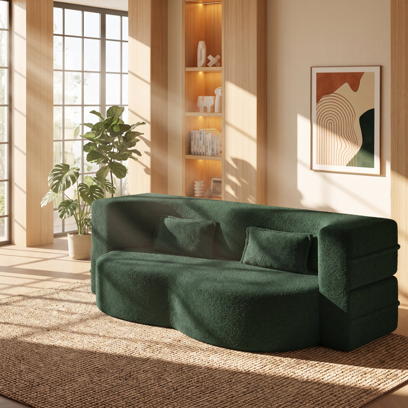 Canapé-lit Bobby convertible en polaire Sherpa, 198 cm L x 101 cm P x 76 cm H
