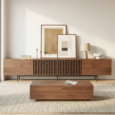 Ahijah Medieval TV Cabinet and Coffee Table 2-Piece Living Room Set, 94.48" Walnut Colour