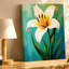 «White Lily Flower Botanical Floral», reproduction d'art sur toile bleue-129567802