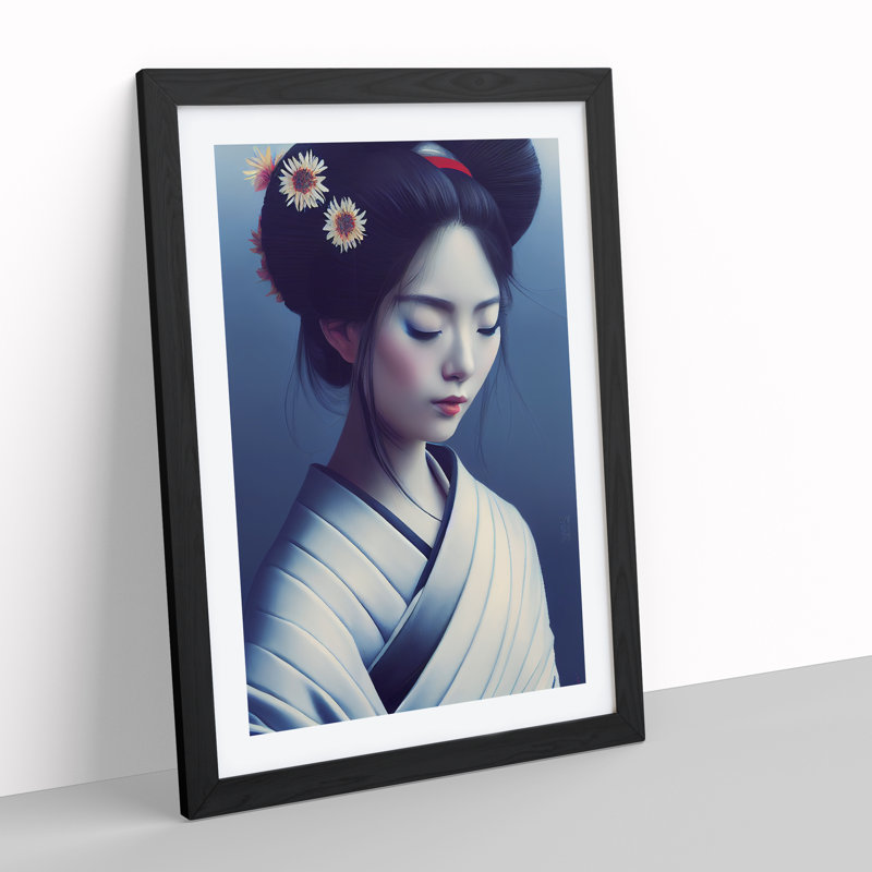 Geisha Contemporary No.4 - Single Picture Frame Print, Black, 64cm H x 46cm W x 2cm D