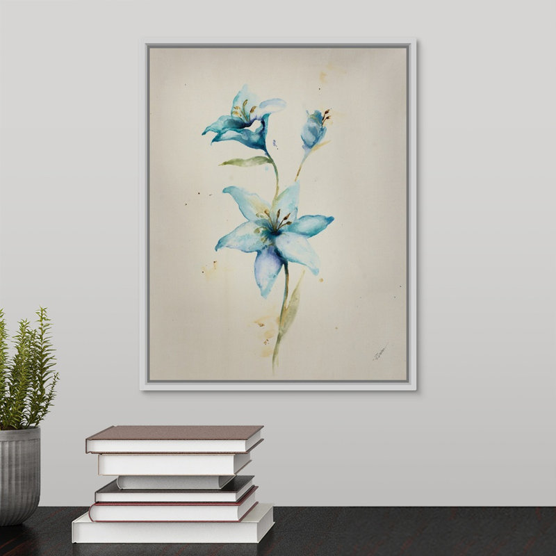 « essential to eden vii », peinture sur toile, H 15,7 po x l 12,7 po x p 1,75 po, Cadre flottant blanc