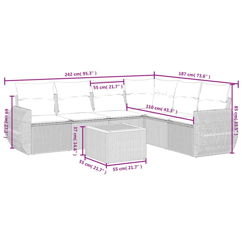 Vidaxl Garden Sofa Set Grey, Dark Grey