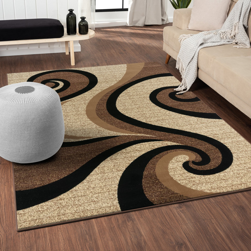 Tapis beige à motif abstrait Leverette
