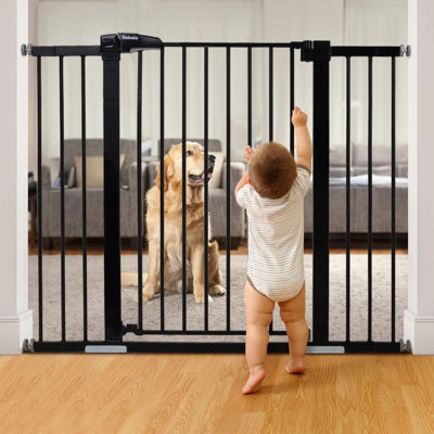 Barrière pour bébé pour les portes et les escaliers, barrière à fermeture automatique pour chien / chiot, installation facile, fixation par pression, sans perçage, convient aux portes étroites et larges, porte de sécurité pour enfant et animaux d