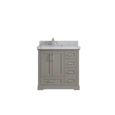 Boston 36 po X P 22 po D Meuble-lavabo décalé gauche en peau d'éléphant