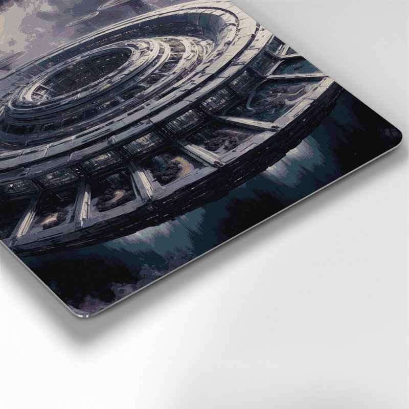 Space Space colonies visualization Gray Metal Wall Art, 12" H x 12" W x 0.05" D