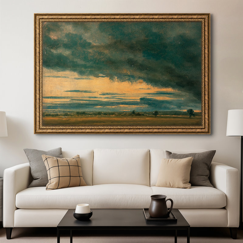 " Cloud Study " by John Constable, 28x40 INNER SIZE, Framed Canvas, Venetian Bronze Relief