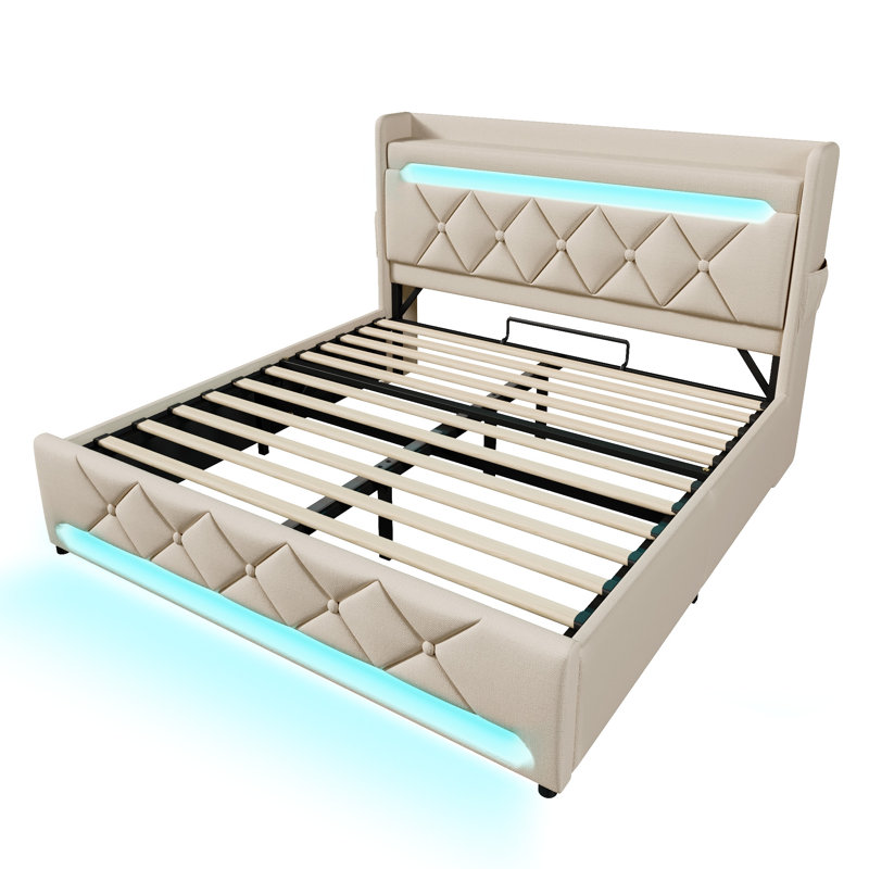 Metal Bed, Double (4'6), Beige