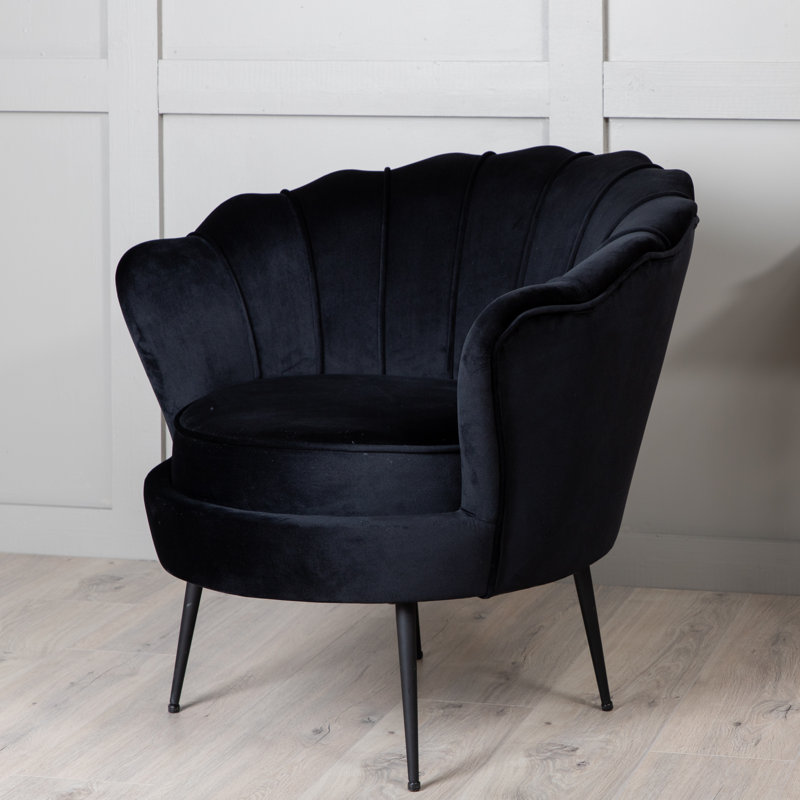 Ines Velvet Barrel Chair, Black