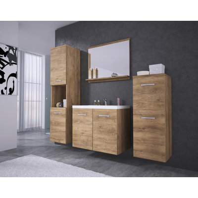 Saint-Leu 30Cm W x 132Cm H x 30Cm D Bathroom Storage Furniture Set