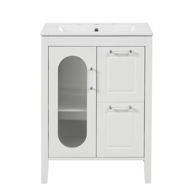 24"" Bathroom Vanity With Sink,Bathroom Storage Cabinet with Adjustable Shelf -  Ebern Designs, CE222AE1426E42ED90E784C652B01331