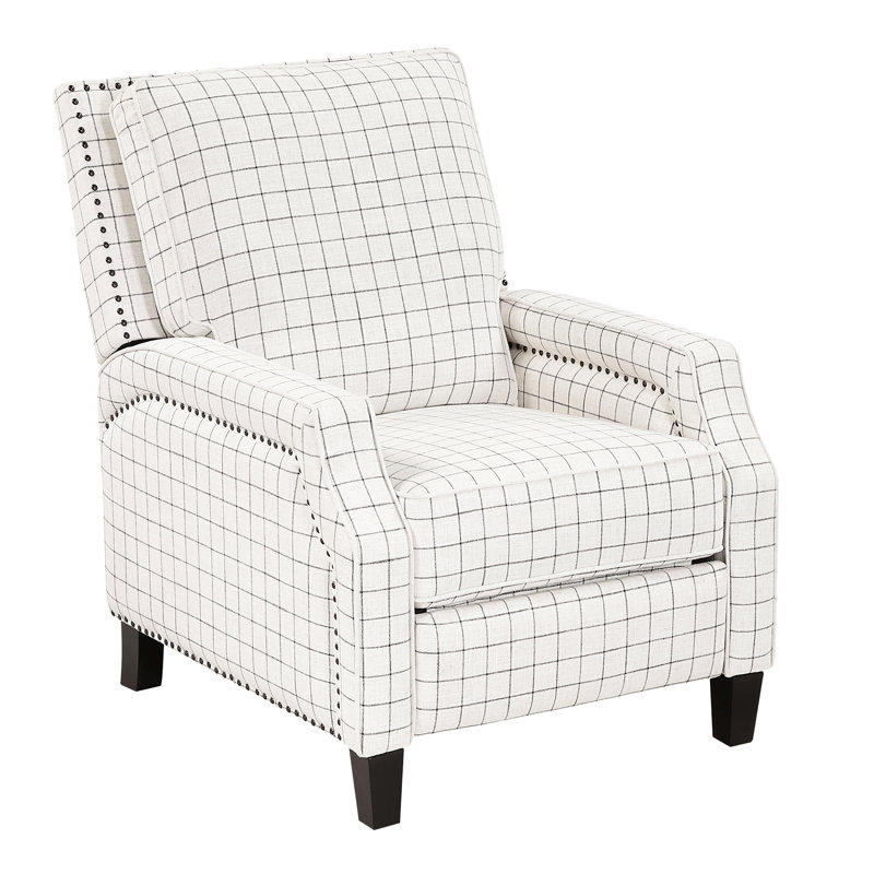 Push Back Reclining Chair, , Colour Spectrum, Transitional Design Characteristics, Solid Wood And Plywood Frame, Foam Padding Over Pocket Coils, Textured Fabric Upholstery, Nailhead Trim, Removable