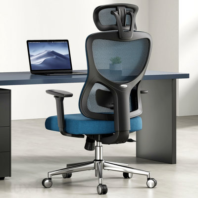 Chaise de bureau ergonomique, chaise de bureau en filet, avec support lombaire réglable et appui-tête, chaise d'ordinateur confortable, chaise pivotante inclinable à accoudoirs 3D pour la salle d'étude de bureau à domicile