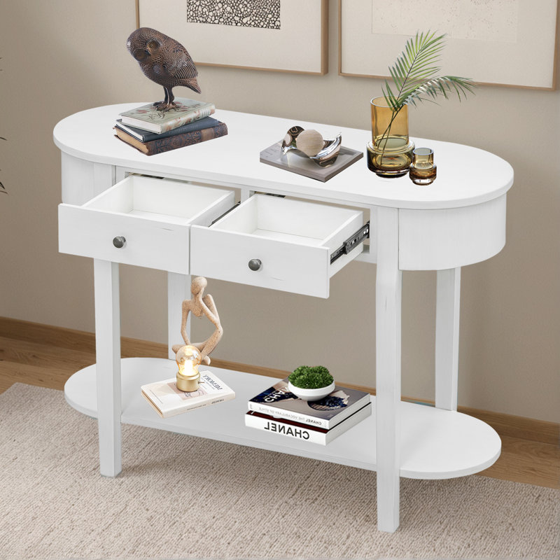 40" W Console Table With 2 Drawers, Antique White