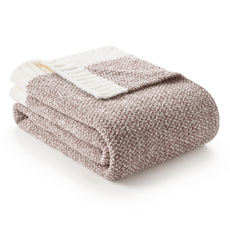  Jeté tricoté réversible Heather Knit, L 60 po x l 50 po, Taupe