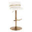 Tabouret réglable avec pivot en métal doré et similicuir blanc avec repose-pieds arrondi en T - ensemble de 2