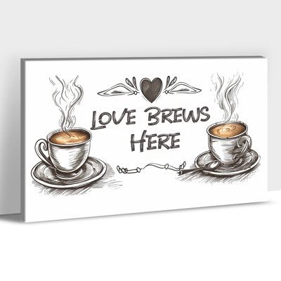 Adriany Love Brews Here, tasse à café rétro, affiche de motivation, impression sur toile encadrée, œuvre d'art pour les décorations de salle à manger de cuisine, 20 po x 30 po