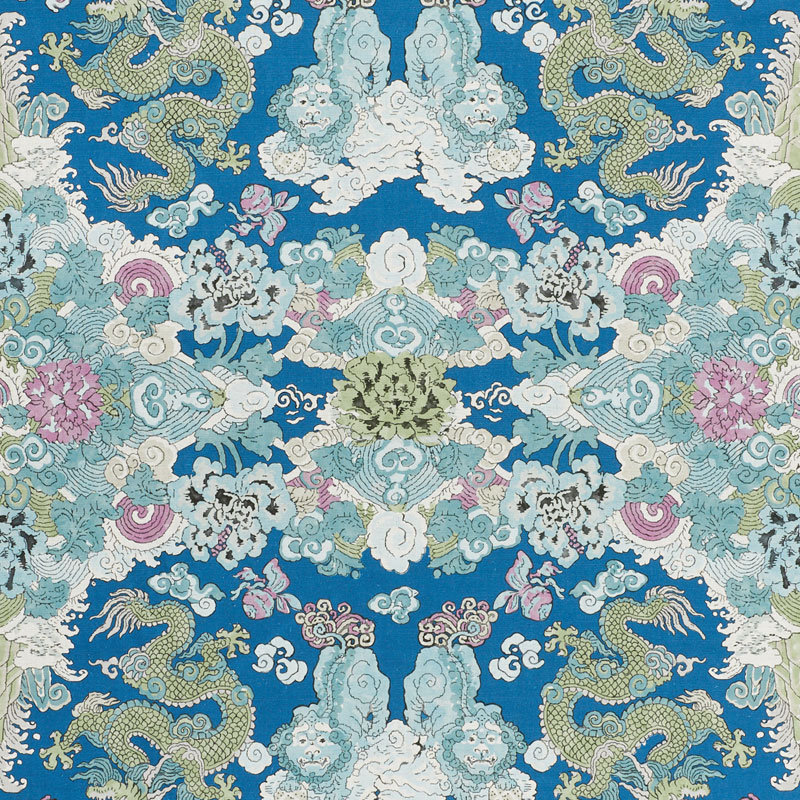 Magic Mountain Dragon Fabric, Blue