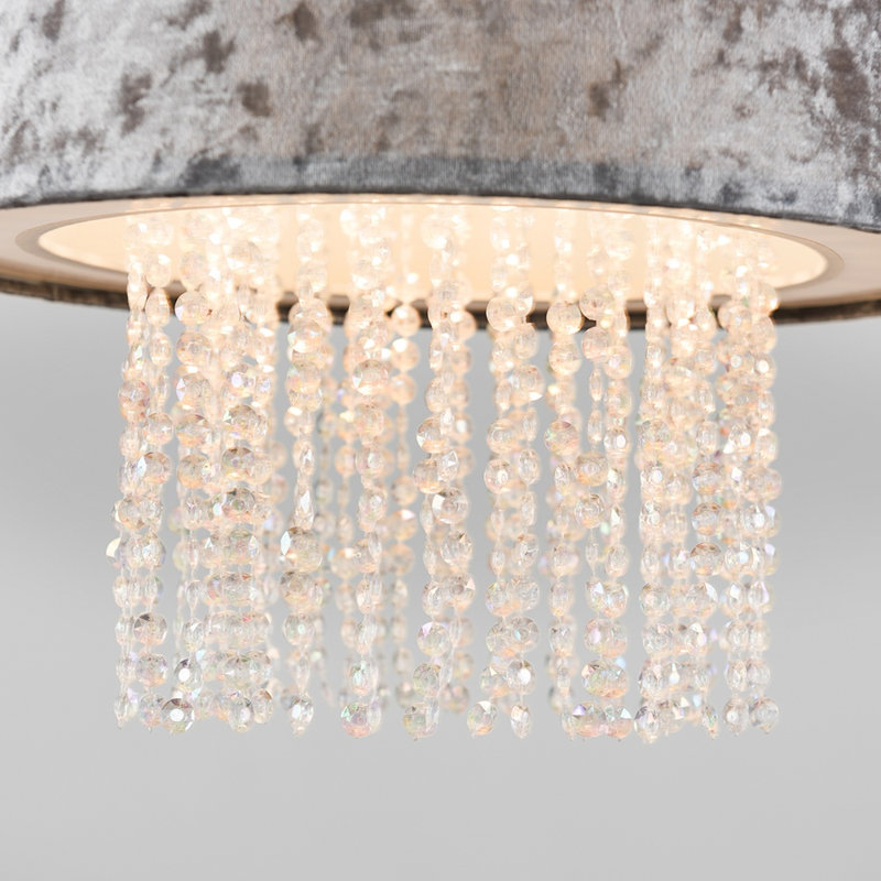 Boland 40cm H Plastic Drum Pendant Shade ( Clip On ), Grey Velvet