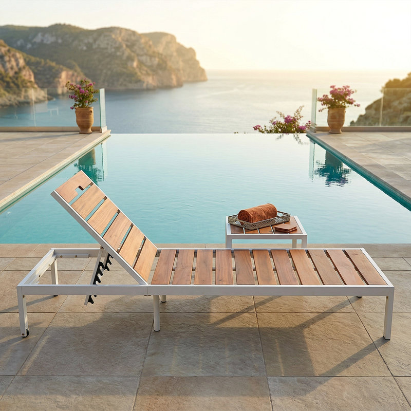 Lit de jour ergonomique inclinable pour le patio avec dossier réglable à 6 positions - Chaise longue d'extérieur pour la plage ou la cour