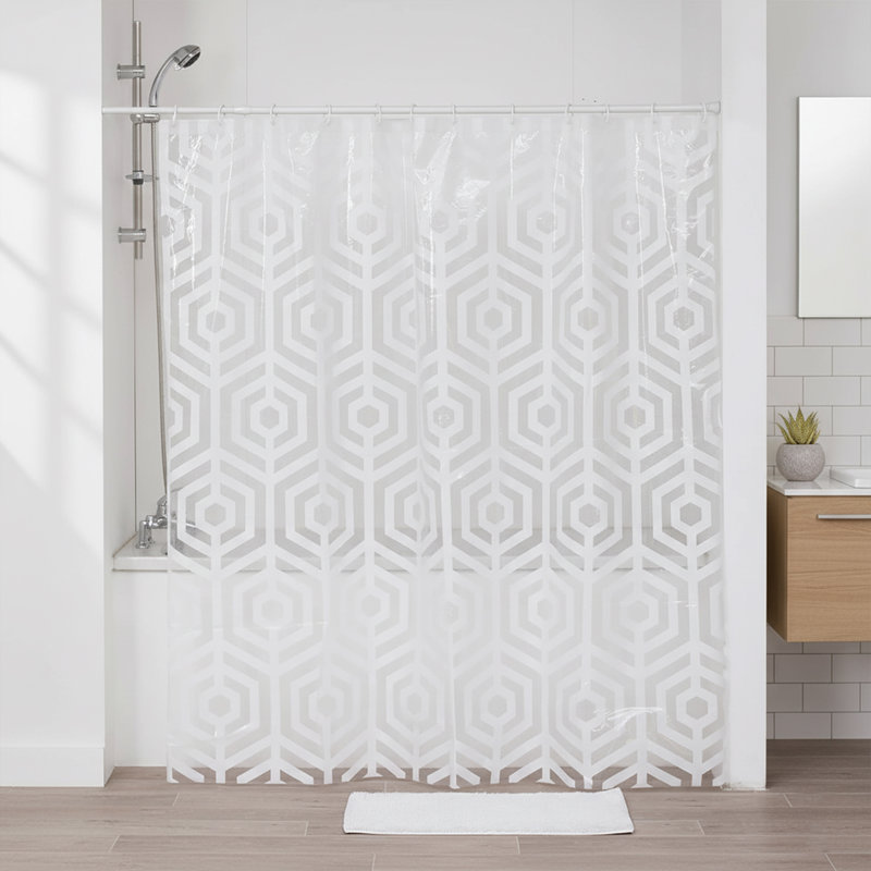 Geometric Transparent Peva Shower Curtain