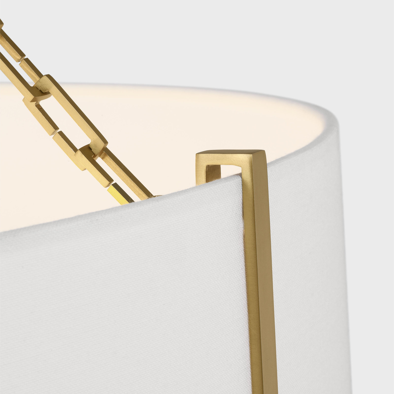 Thom Filicia Hazeltine 4 Light Dining Room Pendant In Burnished Brass Finish With White Linen Shade, Burnished Brass