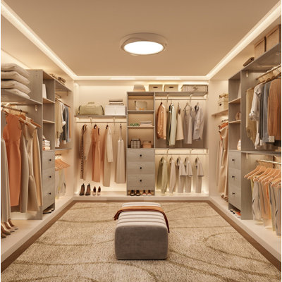 Organisateur de garde-robe - support à garde-robe grande capacité avec 3 tiroirs, tablettes et tiges de suspension extensibles, s'adapte aux espaces de 6 à 9 pi, durable et élégant - L 96 po x l 16 po x H 75 po, supporte jusqu'à 1000 lb, kaki