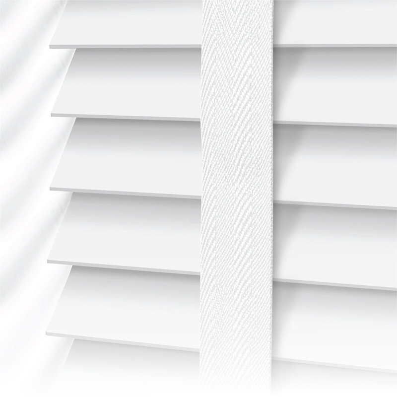Fauxwood Tape Blind, White, 213 cm L x 150 cm W