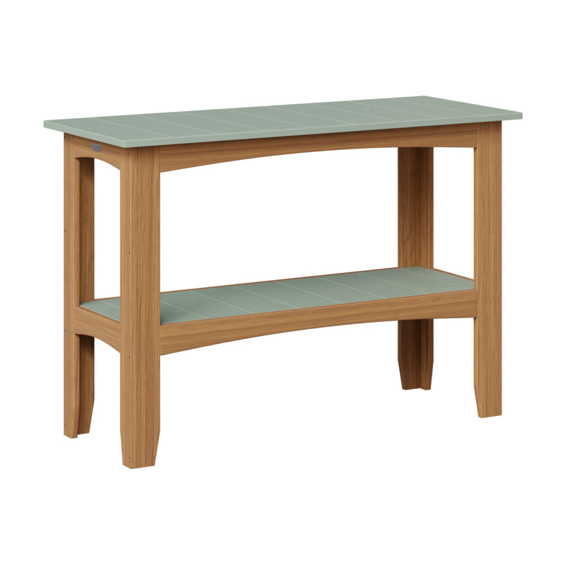 Outdoor Bar Table, Natural Teak, Seafoam